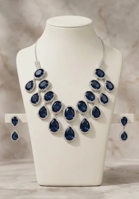 Royal Sapphire AD Chandelier Set