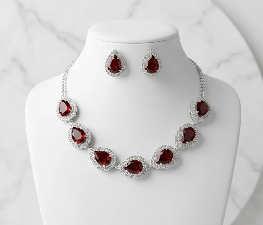 Glistening Ruby Teardrop AD Set