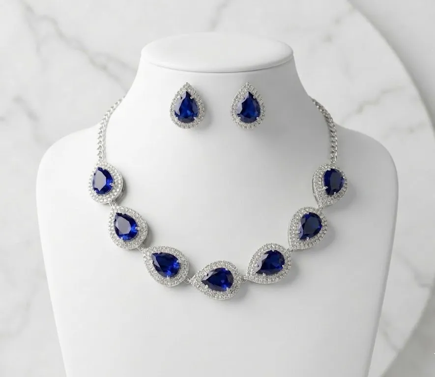 Glistening Sapphire Teardrop AD Set