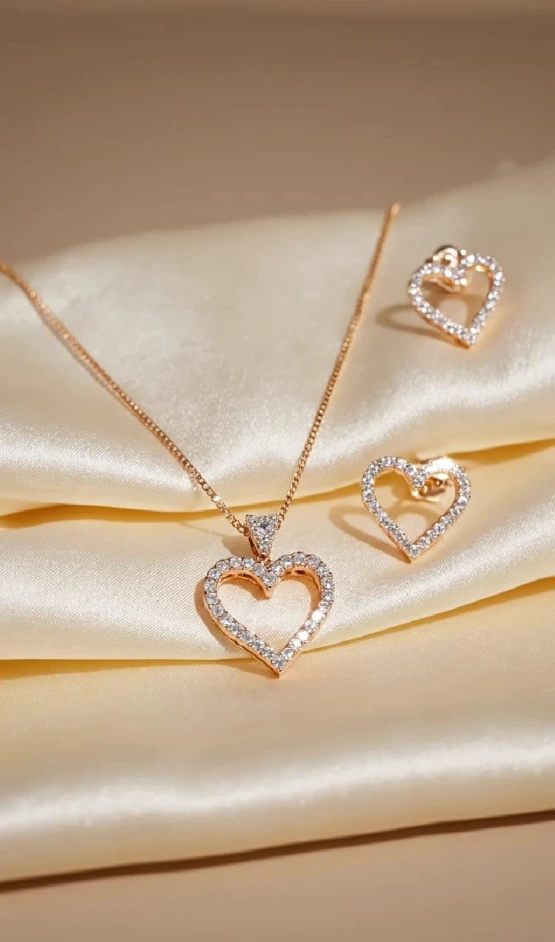 Shimmering Heart Pandent Set