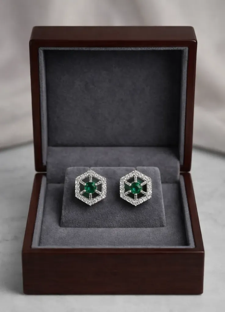 Hexa-Emerald AD Studs