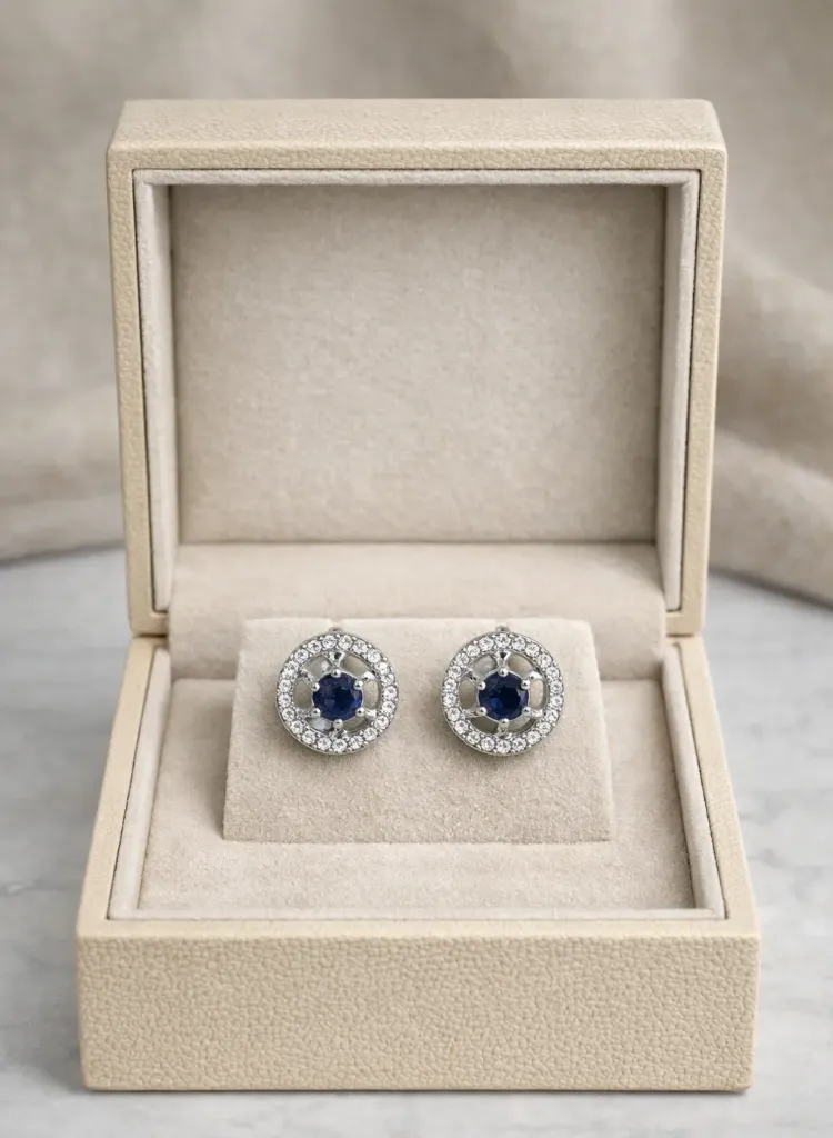 Sapphire Aura Round AD Studs