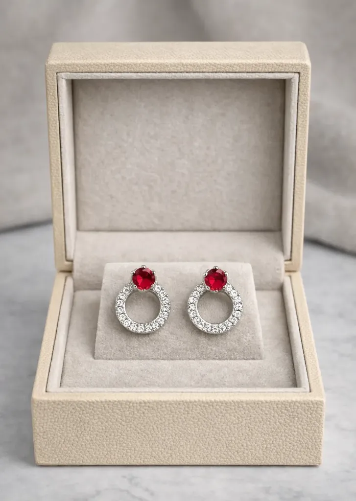 Ruby Red Circular AD Studs