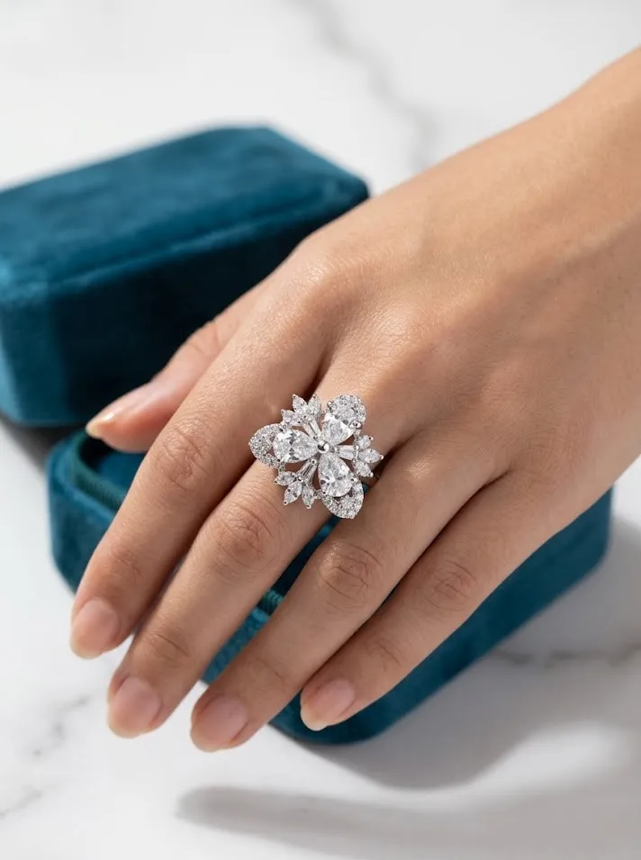Royal Orchid Marquise AD Statement Ring