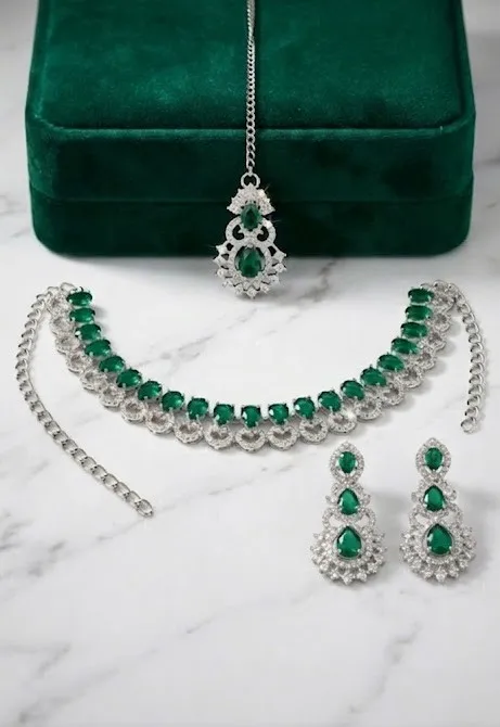 Grand Emerald Majesty Bridal AD Set