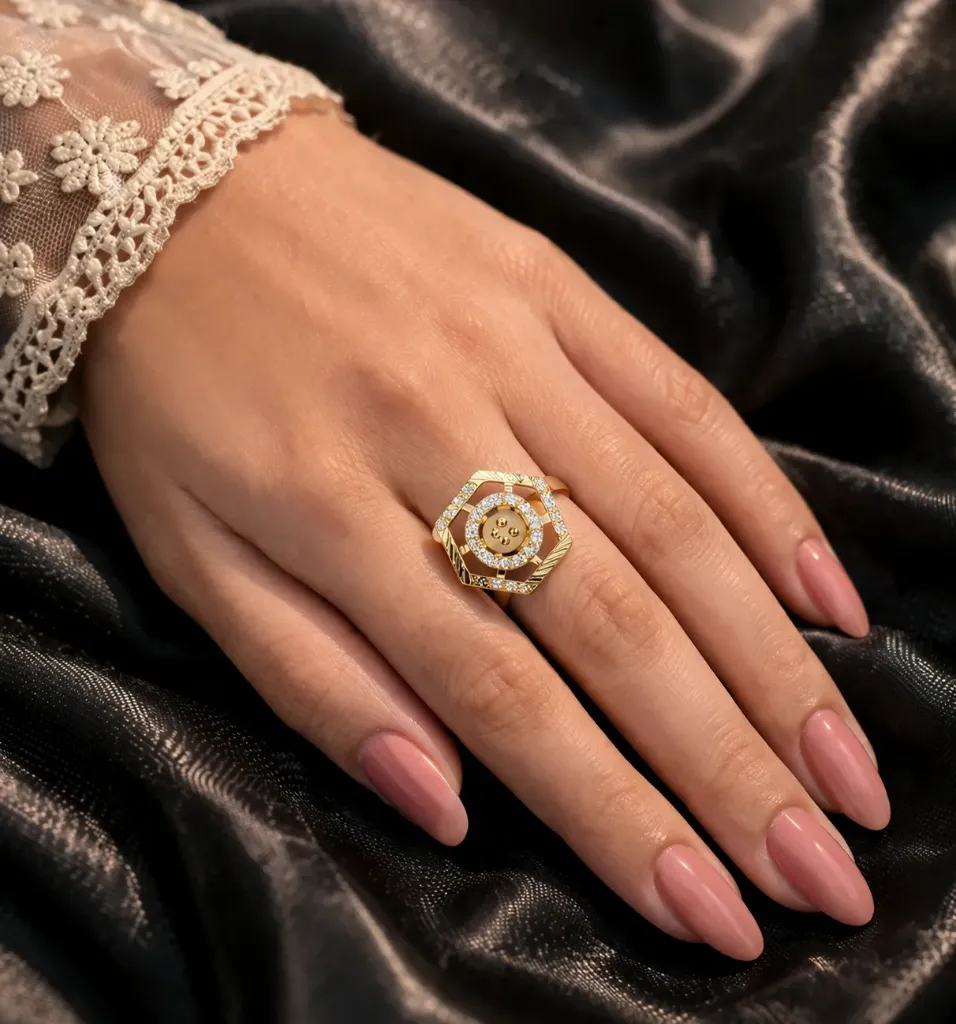 Diamond cut gold Ring
