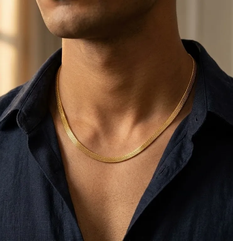 Gold-Plated Flat Mesh Chain